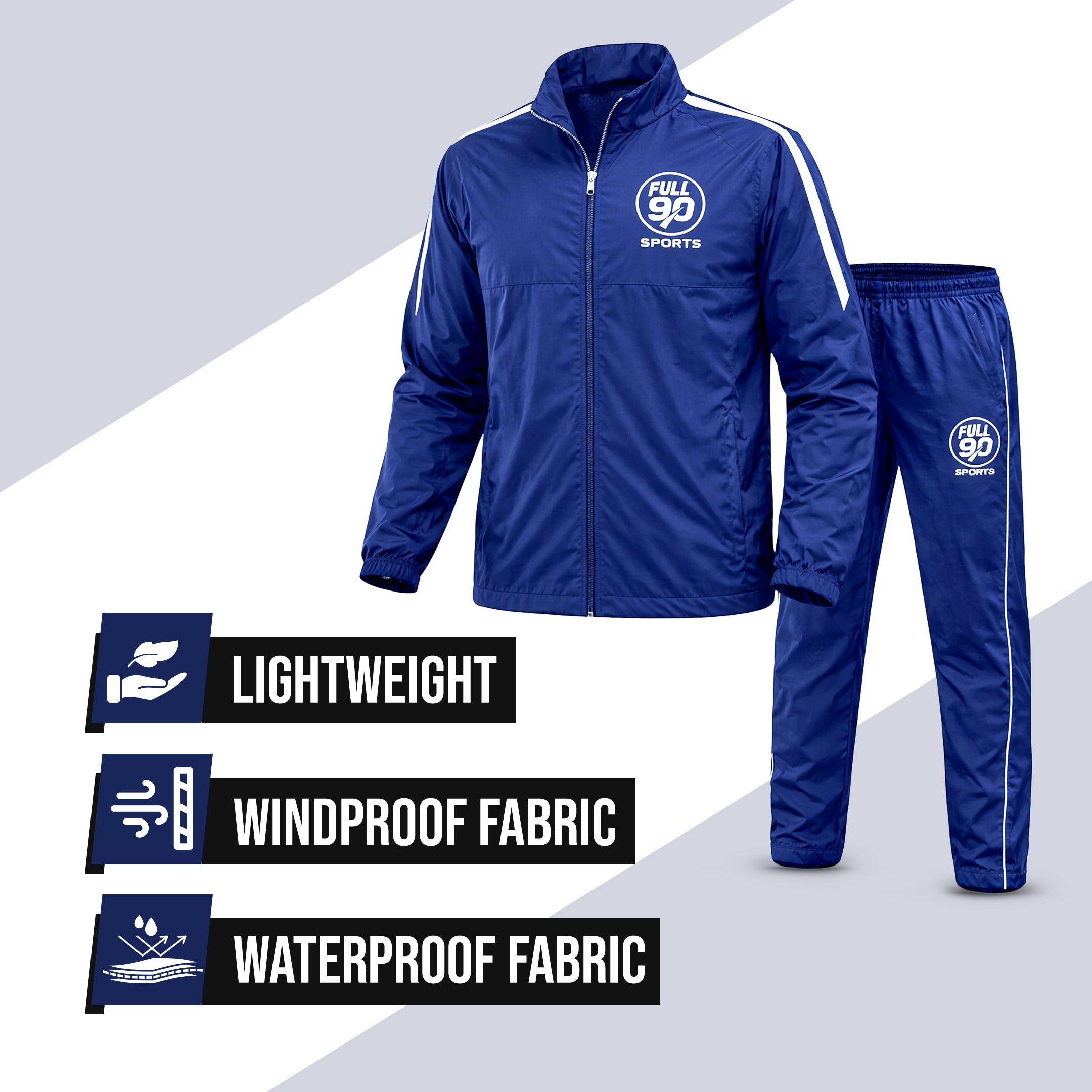 Full90'Sports WaterProof Jacket&Trousers-Blue