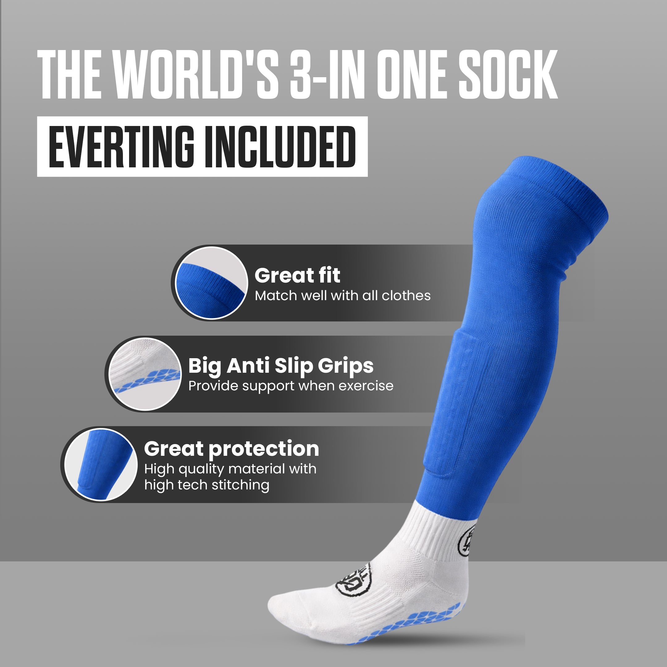 GOFull90™ 3-In-1 Football Grip Socks-Black
