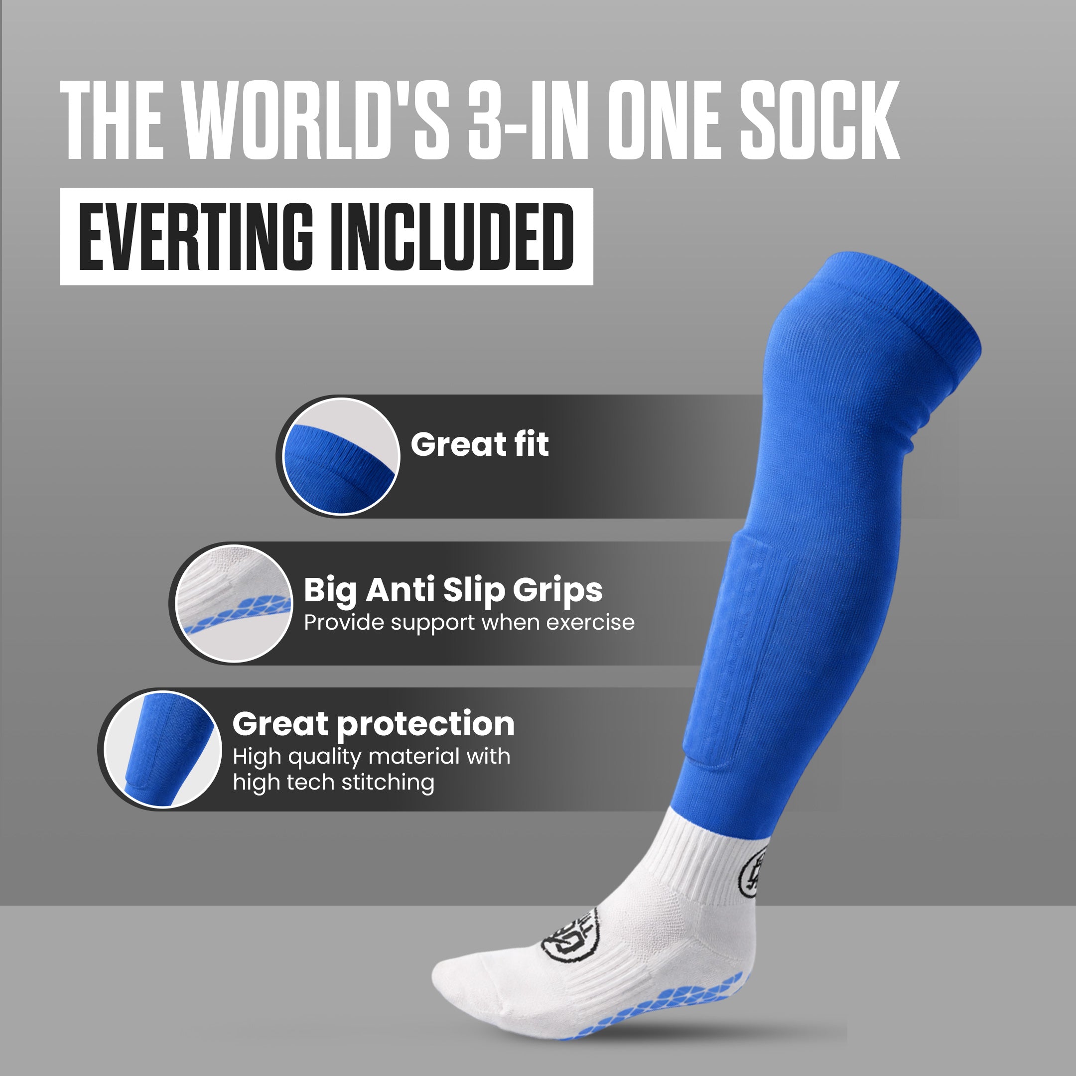 GOFull90™ 3-In-1 Football Grip Socks-Blue