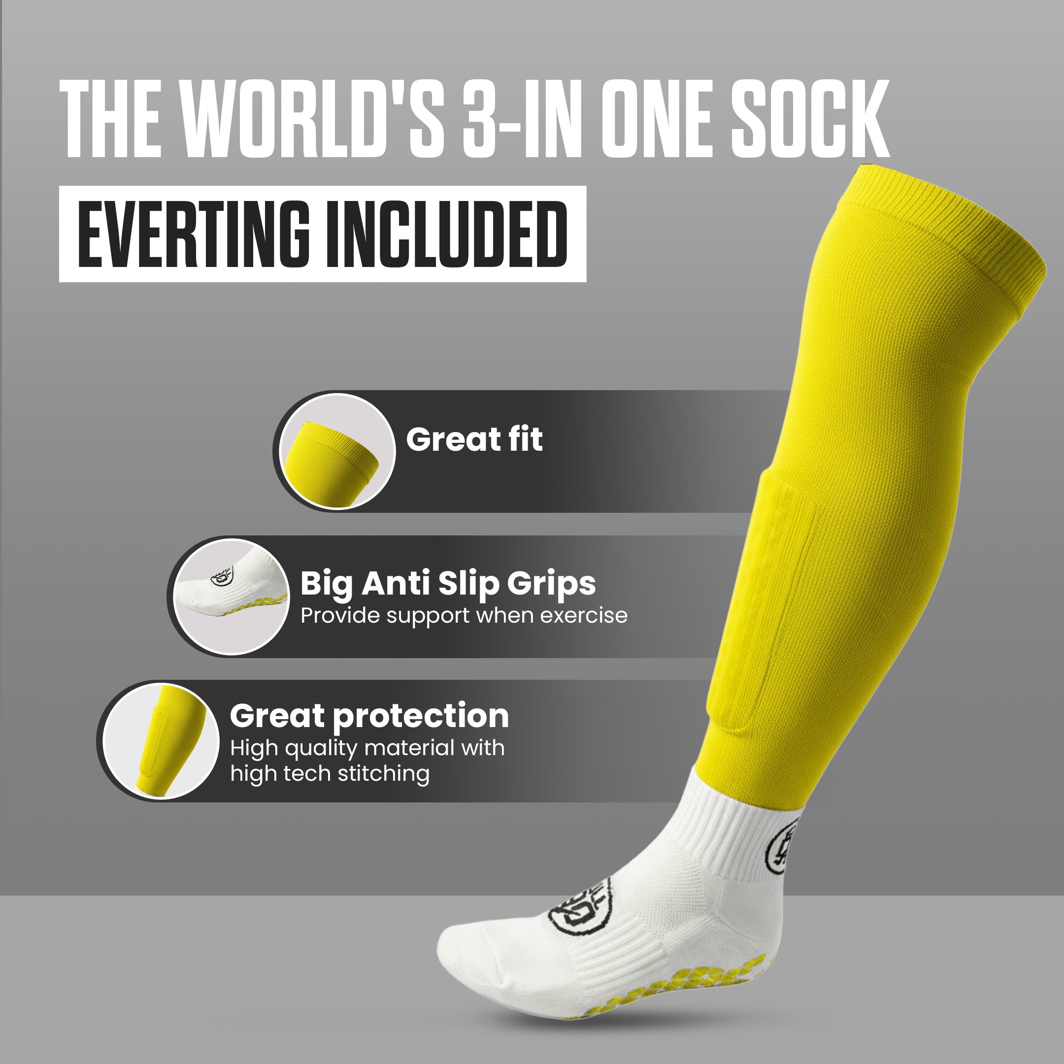 GOFull90™ 3-In-1 Football Socks-Yellow