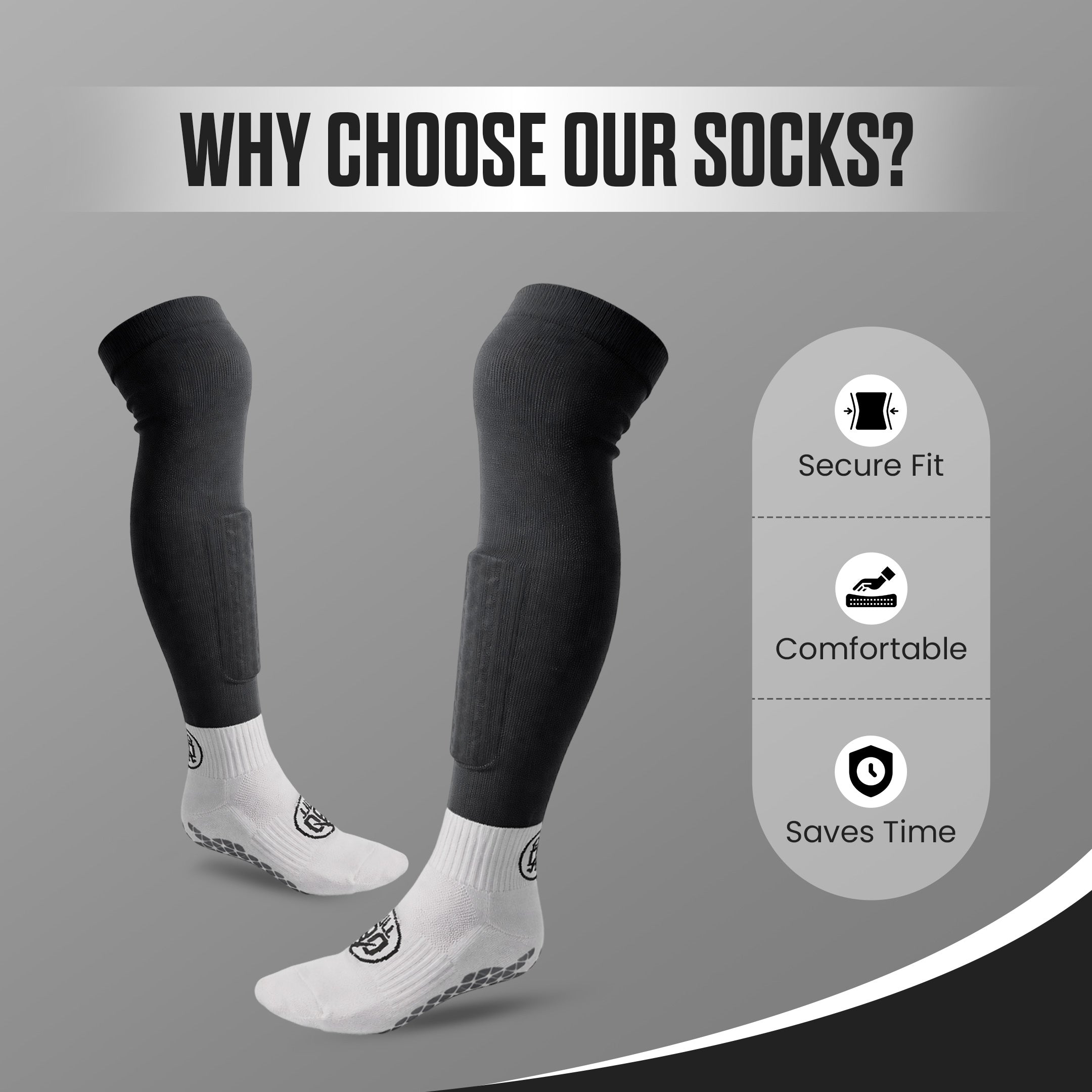 GOFull90™ 3-In-1 Football Grip Socks-Black