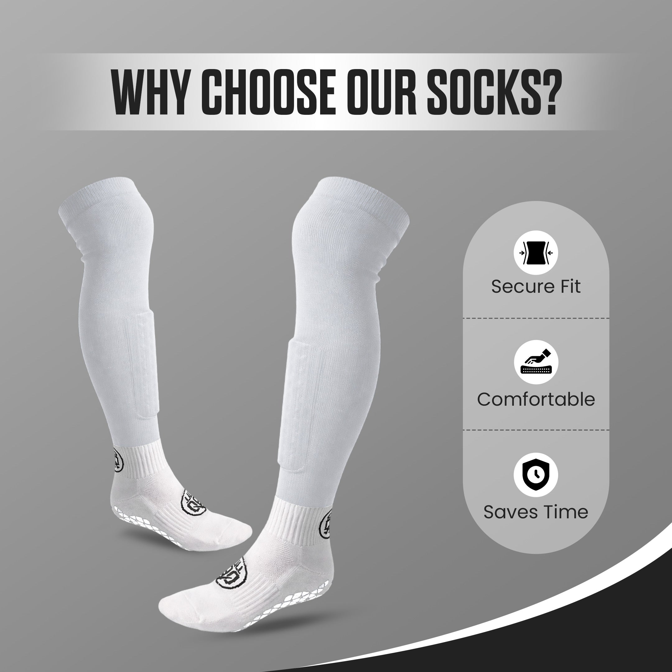 GOFull90™ 3-In-1 Football Grip Socks-White