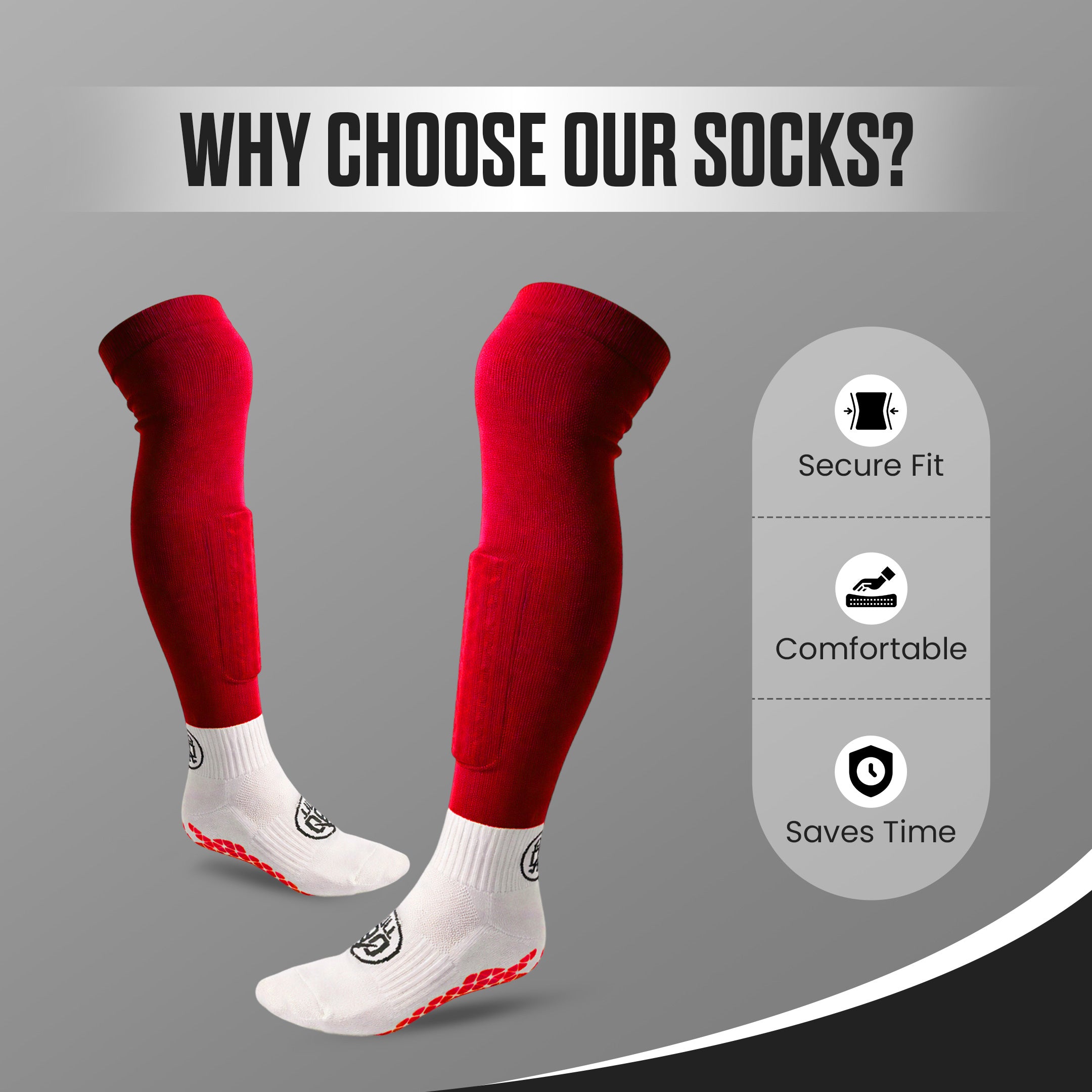 GOFull90™ 3-In-1 Football Grip Socks-Red