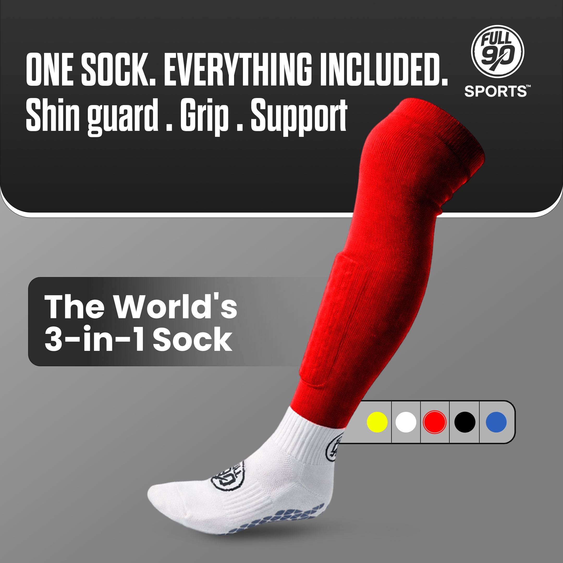 GOFull90™ 3-In-1 Football Grip Socks-Red
