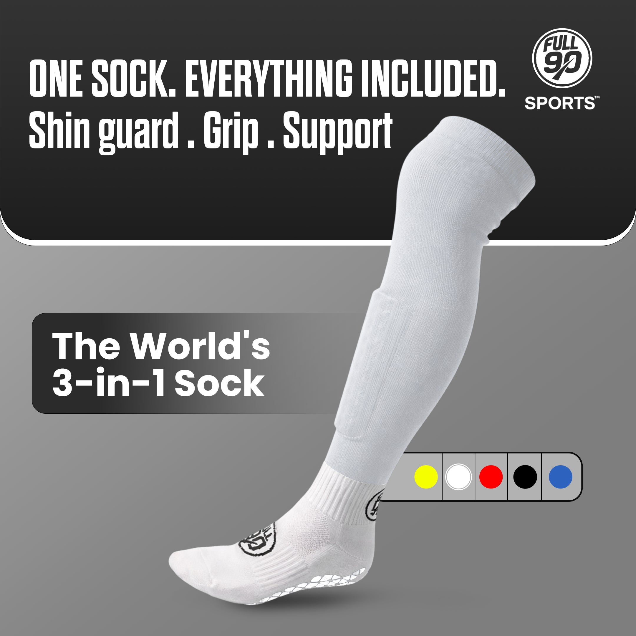GOFull90™ 3-In-1 Football Grip Socks-White