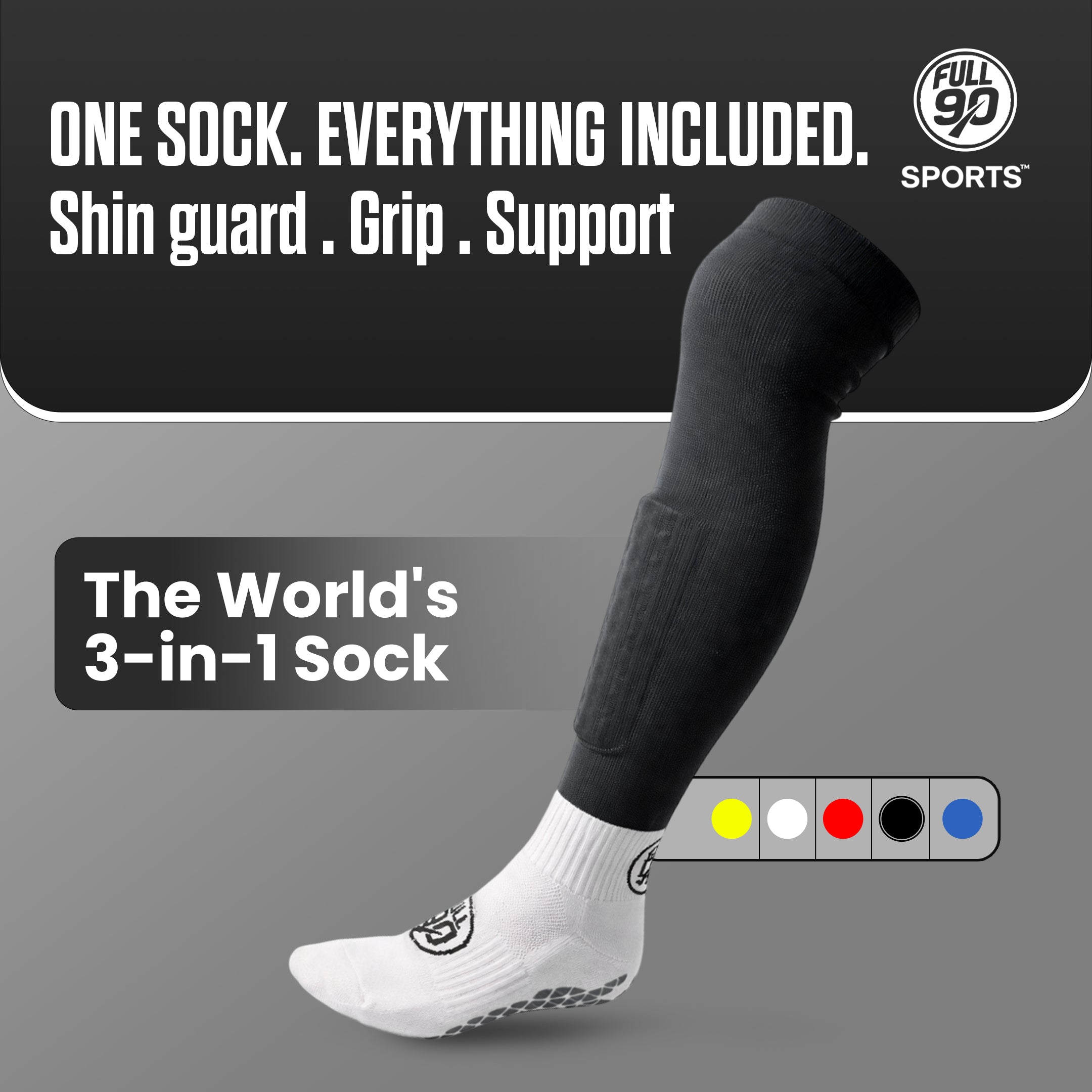 GOFull90™ 3-In-1 Football Grip Socks-Black