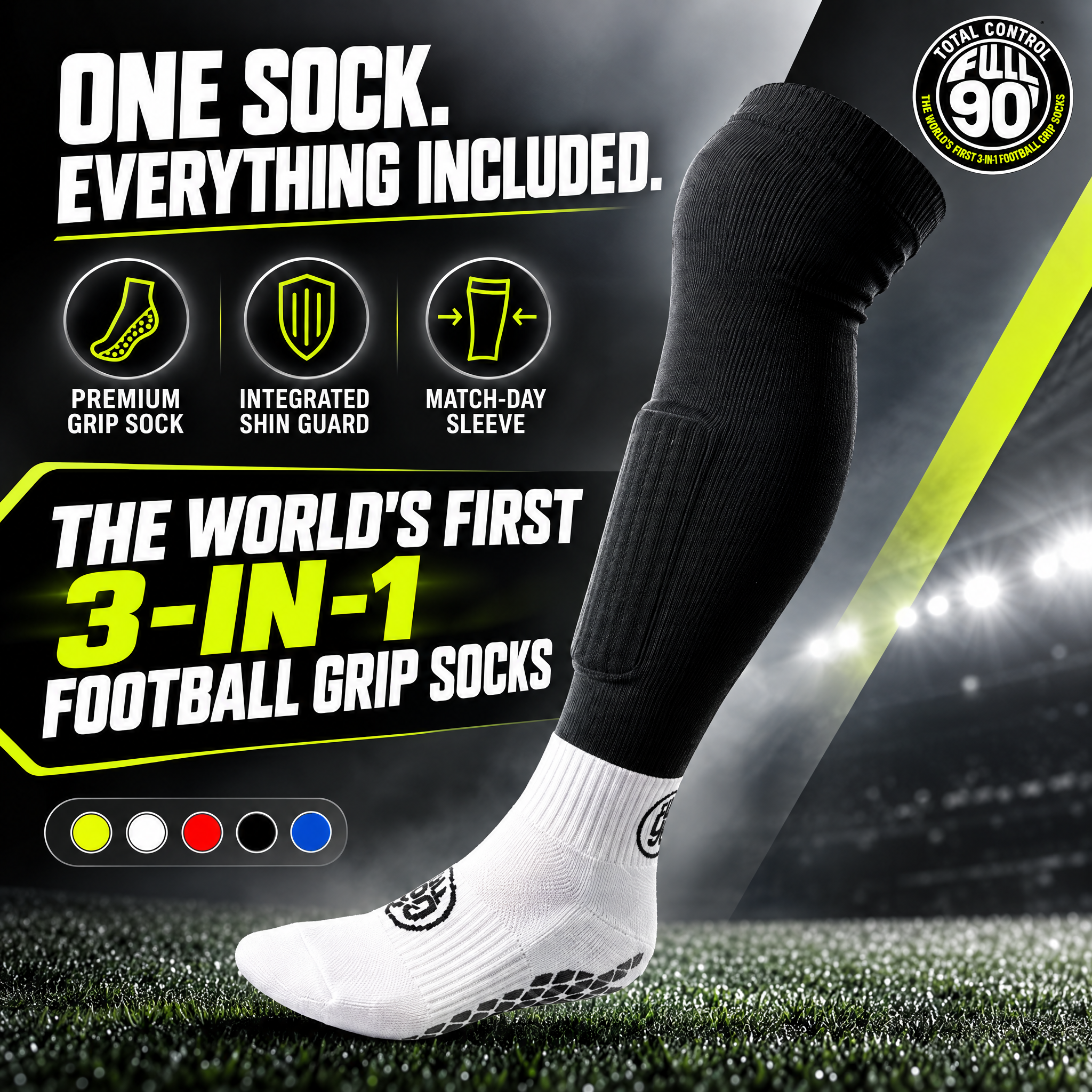 GOFull90™ 3-In-1 Football Grip Socks-Black