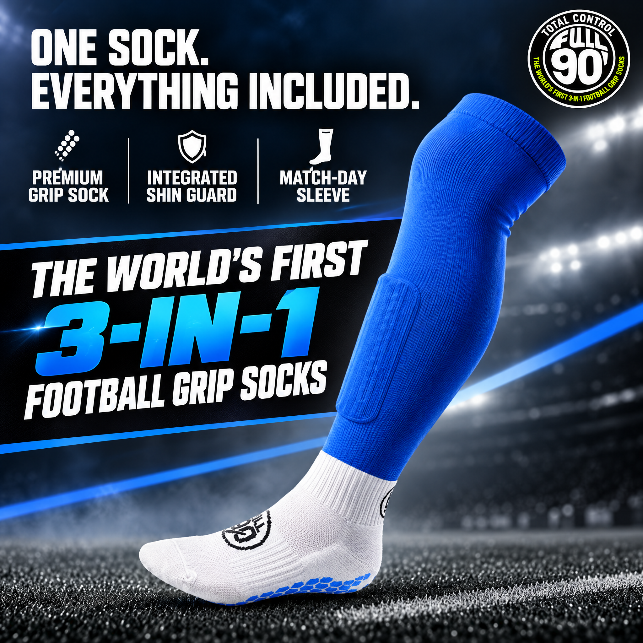 GOFull90™ 3-In-1 Football Grip Socks-Blue