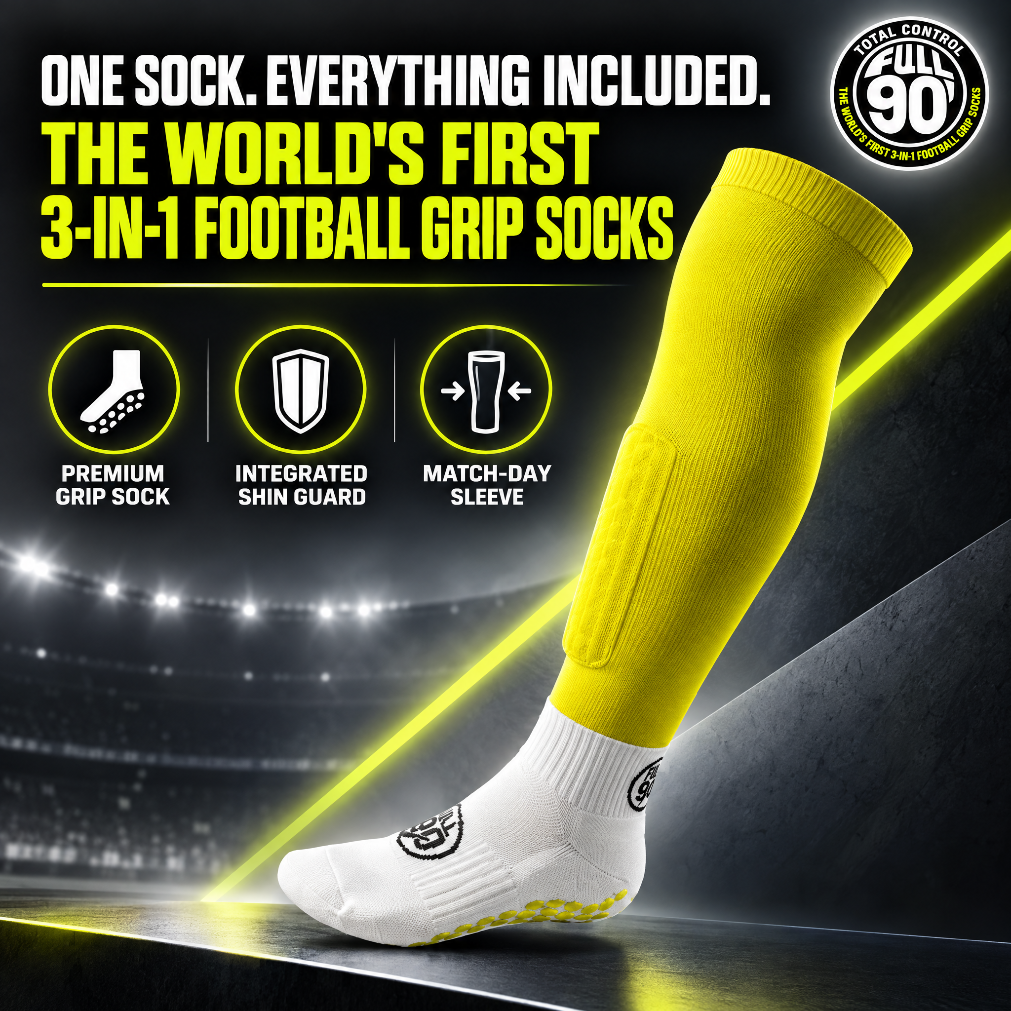 GOFull90™ 3-In-1 Football Socks-Yellow